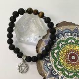 Chakra Healing Gemstone and Lava Aromatherapy Diffuser Bracelets with Chakra Symbol Charm