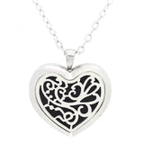 Floral Heart Design Aromatherapy Diffuser Necklace - Free Chain - Gift Idea
