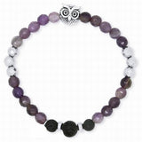 Owl Amethyst and Hematite Lava Diffuser Bracelet - Gift Idea
